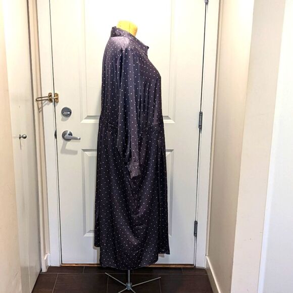 5$ Item! A MTL 1980 (Reitmans) 28 Grey Polkadot Button Front Long Sleeve Dress - Picture 5 of 10